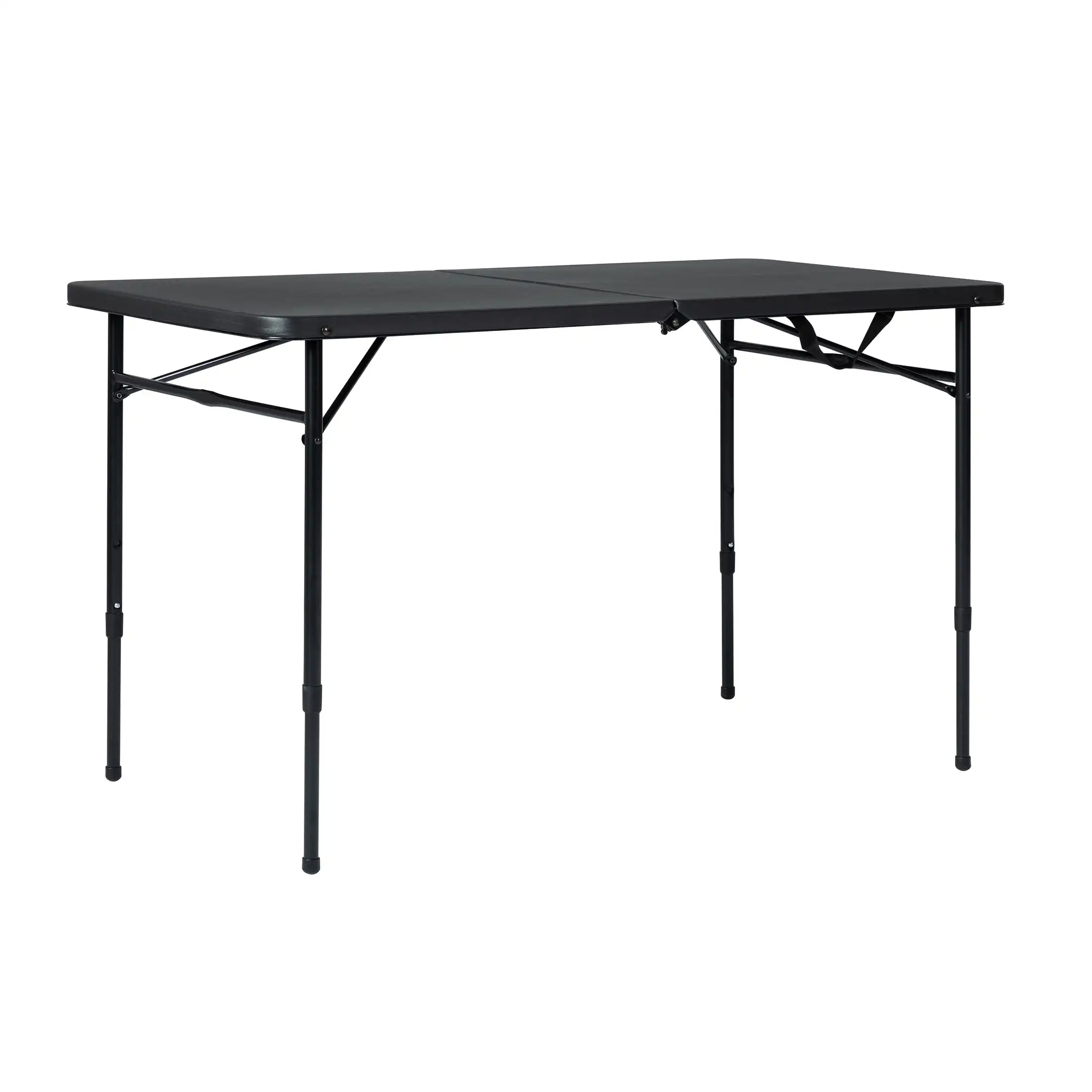 

4 Foot Fold-in-Half Adjustable Folding Table, Rich Black Camping Table Foldable