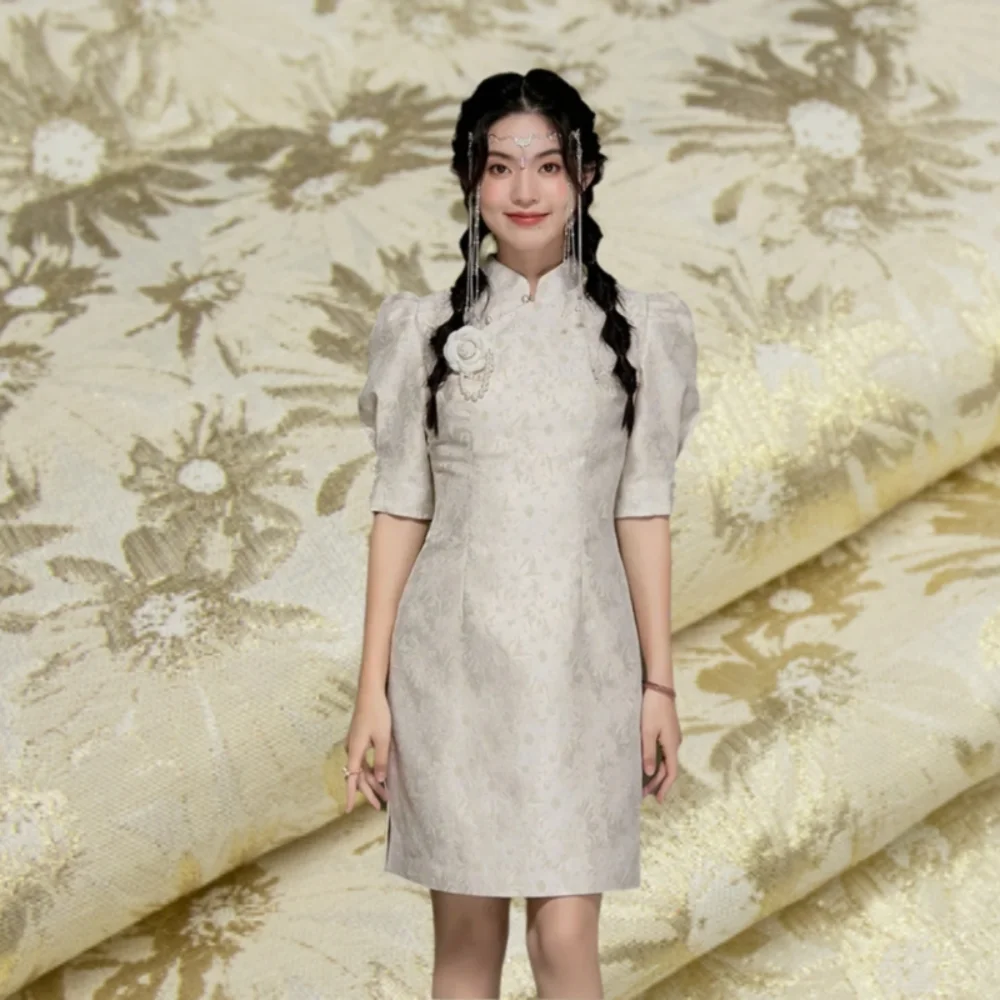 

Металлическая проволока, жаккардовая ткань, модный жилет в китайском стиле, костюм, платье, ветровка, одежда, ткань для шитья своими руками, ткань на метр