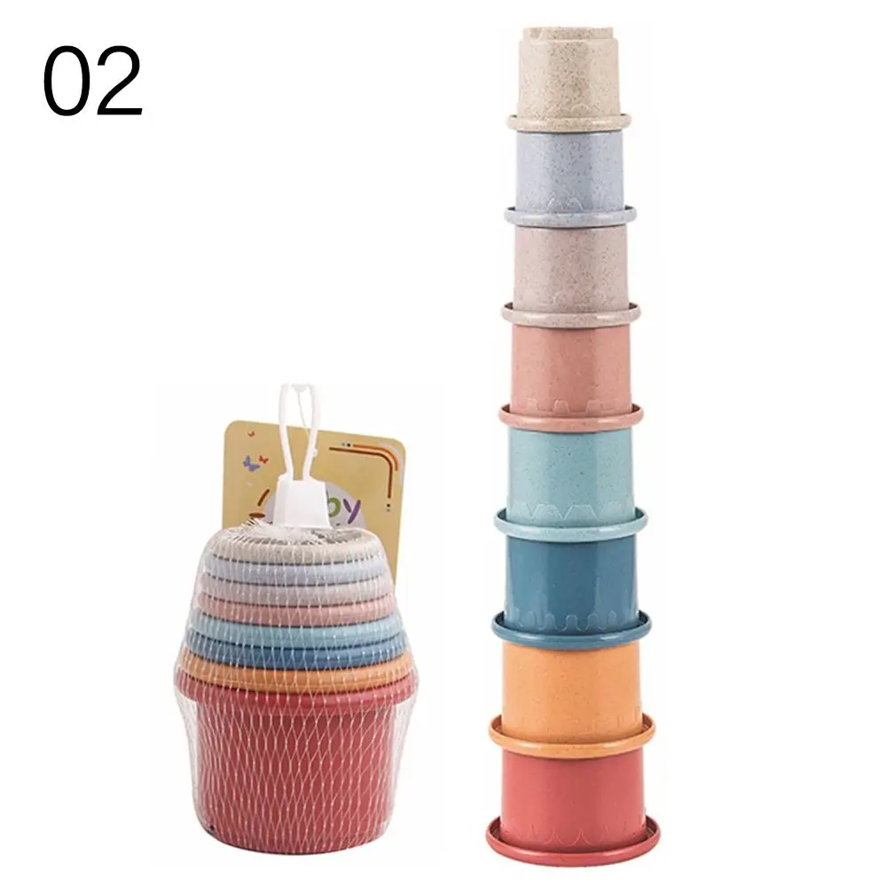 High Quality Hot  Stacking Tower Building Blocks Stacking Cups Educational  Fun Rainbow Cups