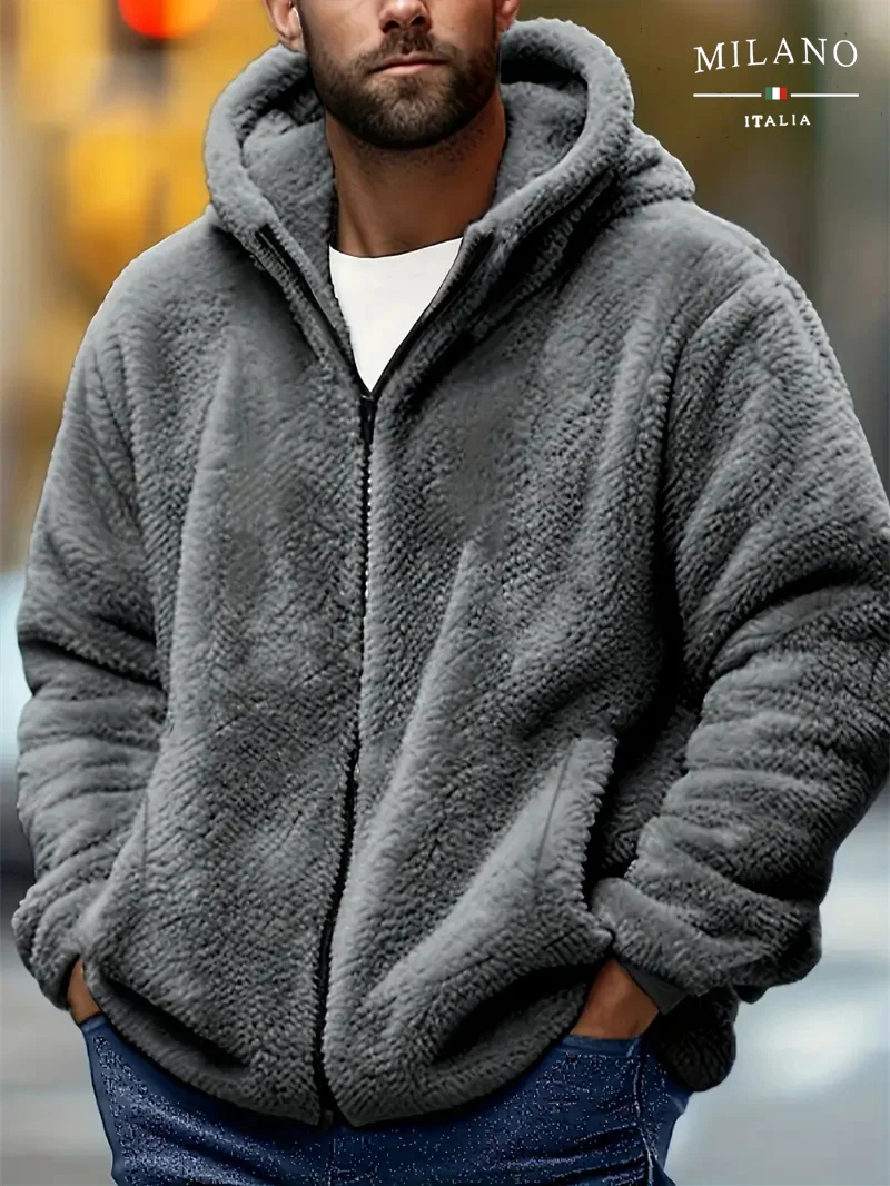 جديد الرجال مقنعين سترة سستة بلون عارضة الخريف الشتاء أزياء ملابس خارجية