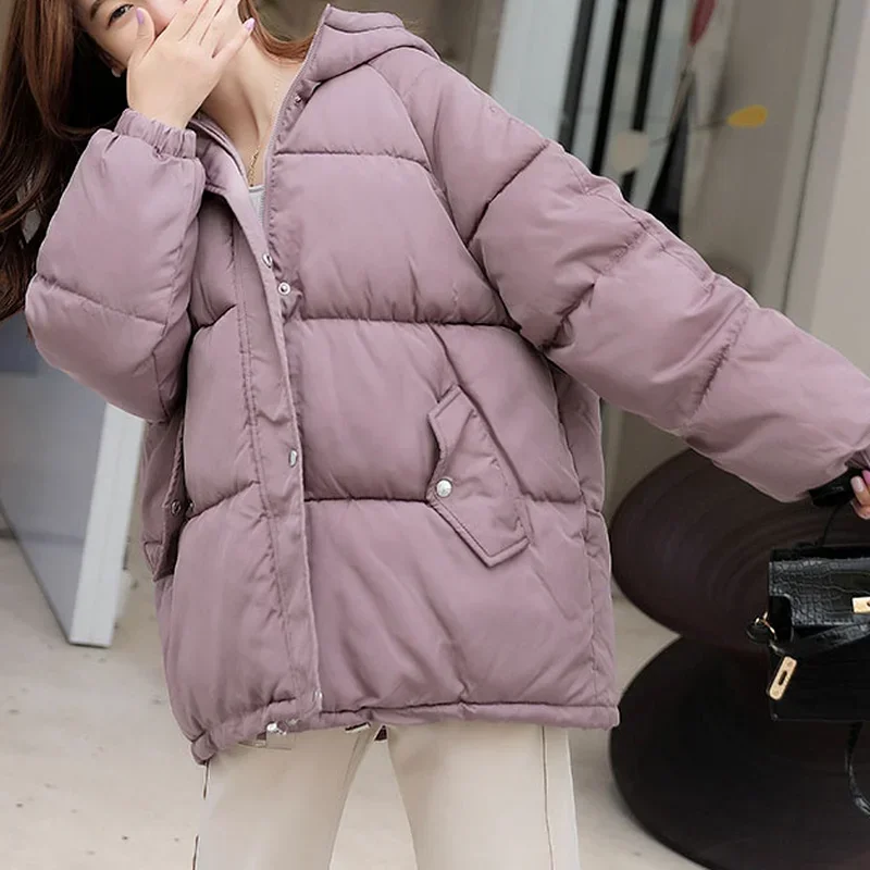Loose Hooded Thickened Women's Winter Jacket Short Winter Jacket Women's 2021 New Oversized Parka Warmth Thick Cotton Coat