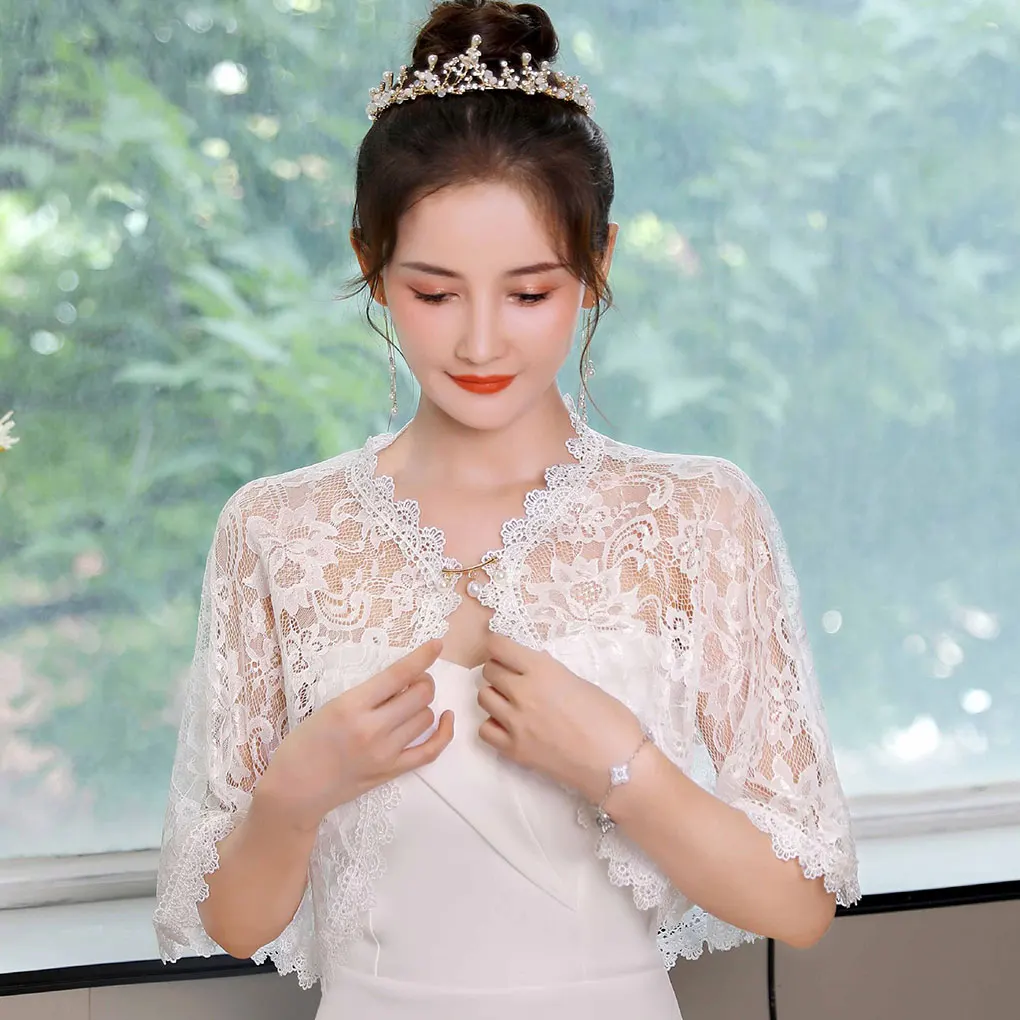 

Свадебная шаль, легкая и элегантная свадебная накидка с цветочным принтом, широкое применение, открытая накидка спереди, шампанское