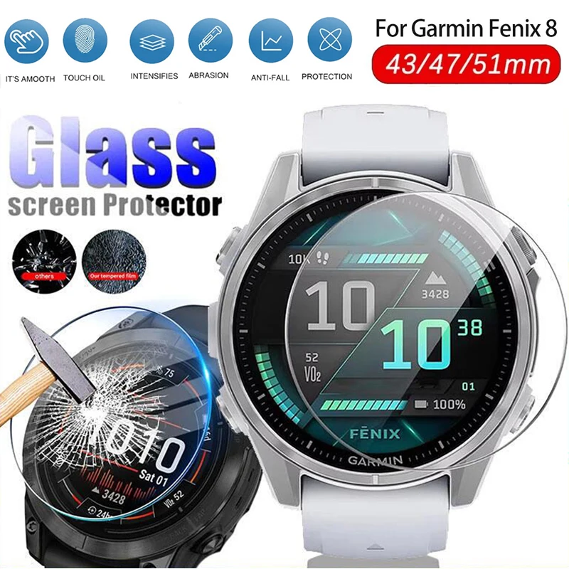 2-4PCS Tempered Glass Film For Garmin Fenix 8 43mm/47mm/51mm Smartwatch Screen Protector Anti-scratch HD Clear Protective Film