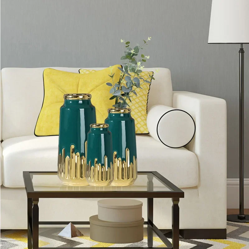 Ins Ceramic Vase Living Room Decoration Vases Hydroponic Vase Desktop Decorations Home Decor Green