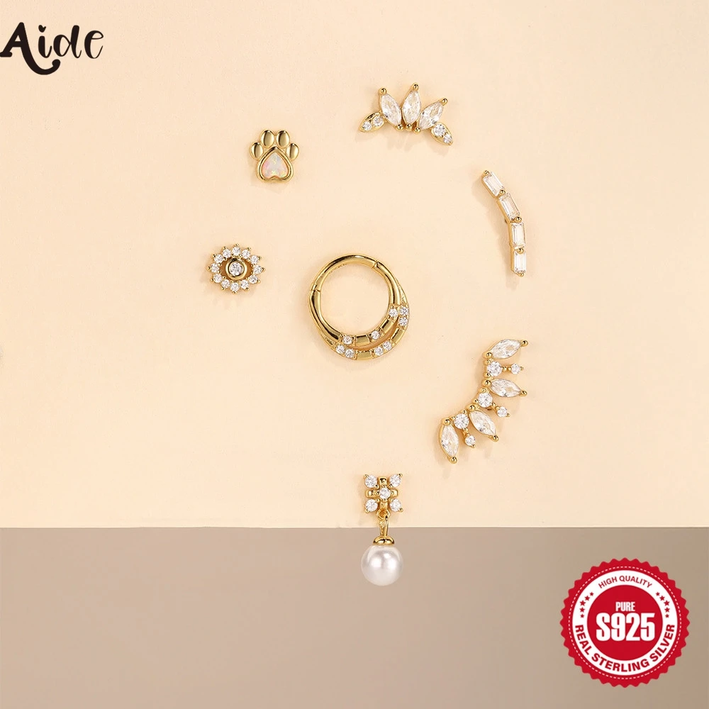 Aide Piccoli orecchini in argento sterling 925 per le donne Delicati CZ Cartilagine Conchiglia Helix Orecchio Gioielli penetranti fai da te Regali 1 pezzo