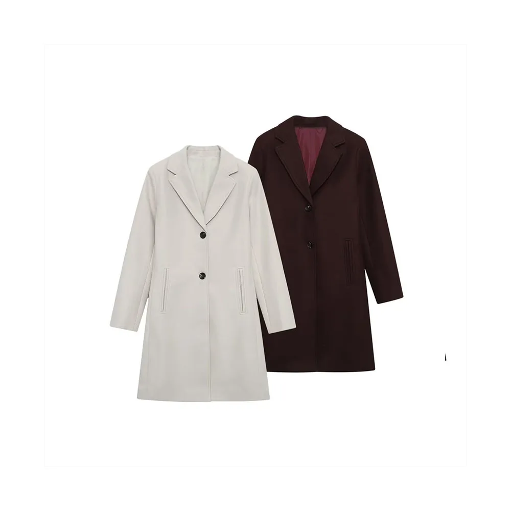 

Autumn new women's French collar long sleeved casual simple soft padded shoulder coat jacket