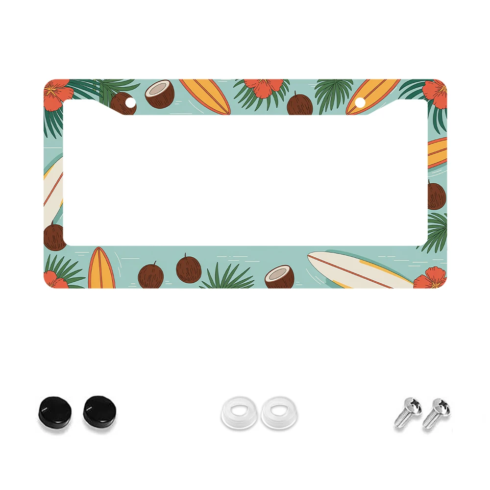 

1 шт. красочный тропический узор, рамка номерного знака с 2 отверстиями, алюминиевый материал, 6x12 дюймов с набором винтов, ретро-новинка, декор для автомобиля