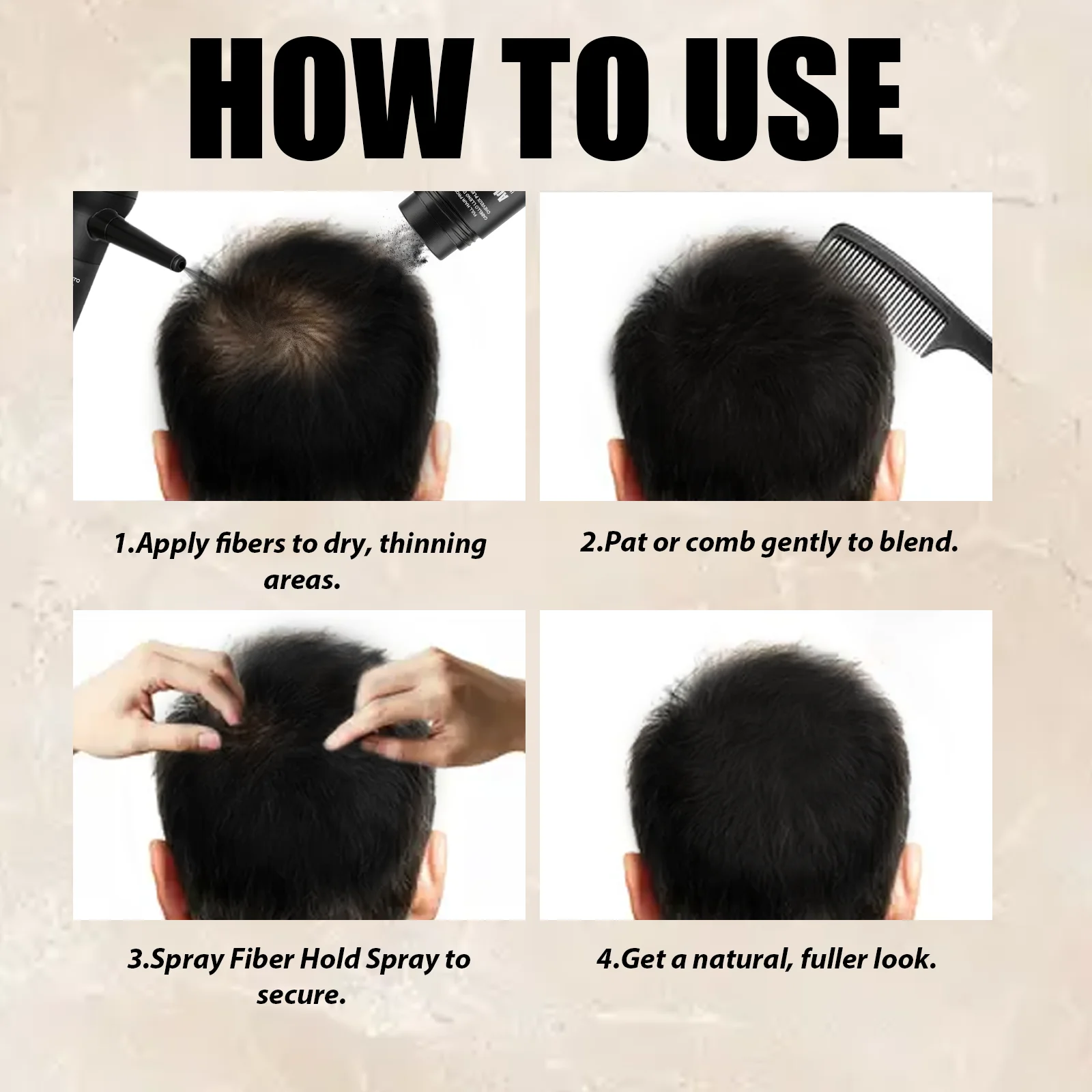 Adglamful Hair Fiber Kit: 2 Fiber Powders + Spray Bottle for Instant Thickening & Volume – Quick 30 Sec Styling