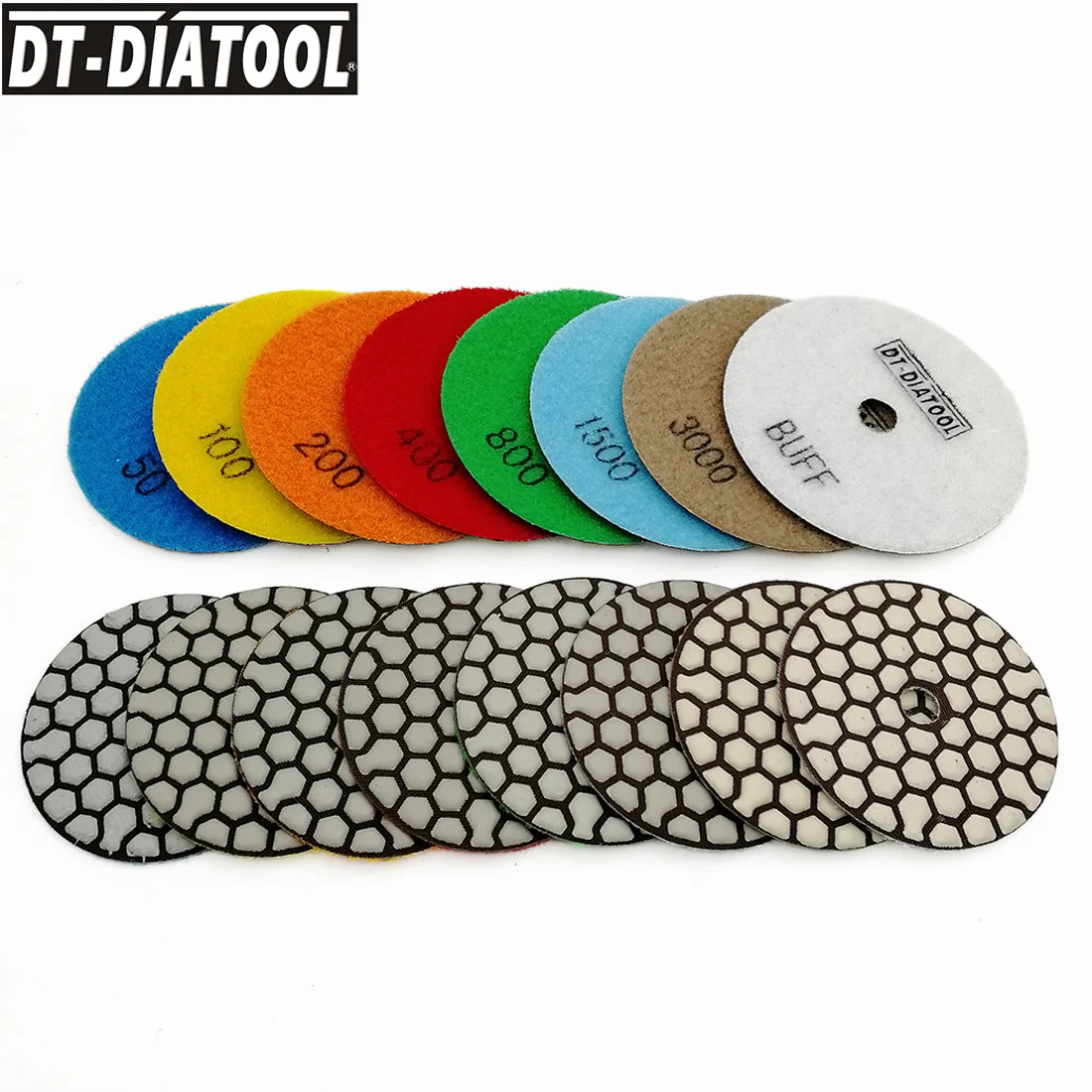 DT-DIATOOL 6pcs/pk Diamond Dry Polishing Pad Resin Bond Flexible For Marble Ceramic 4\