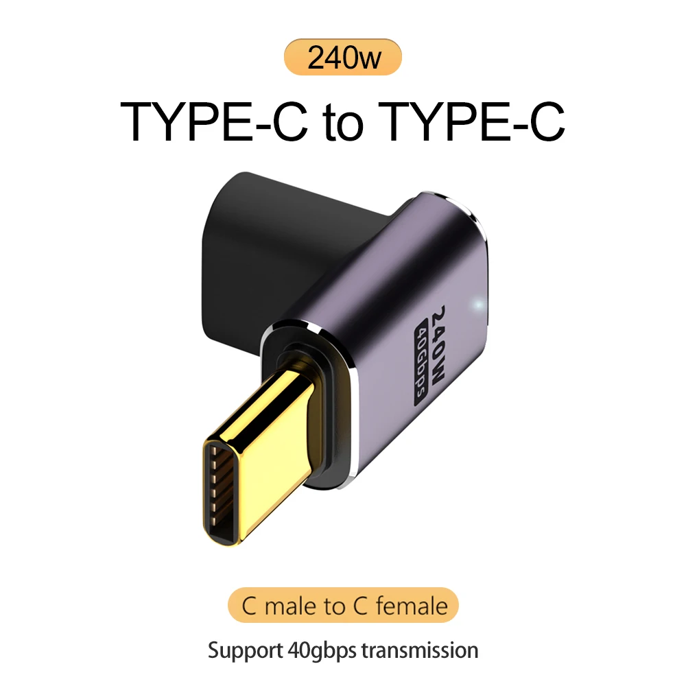 NNBILI 5A Typ-C OTG Adapter 240W Schnelllade-Datenkonverter USB4.0 40Gbps Unterstützung 8K 60Hz USB C 90/180 Grad Winkeladapter