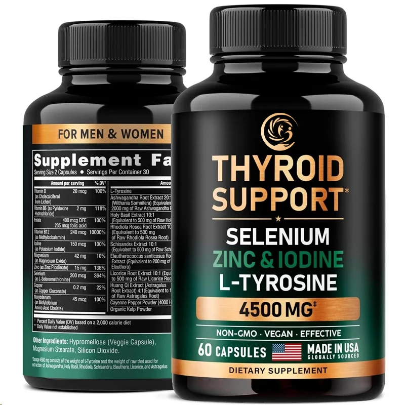 Female thyroid supplement -20 in 1 antioxidant and immune support - vegetarian, non GMO -60 capsules