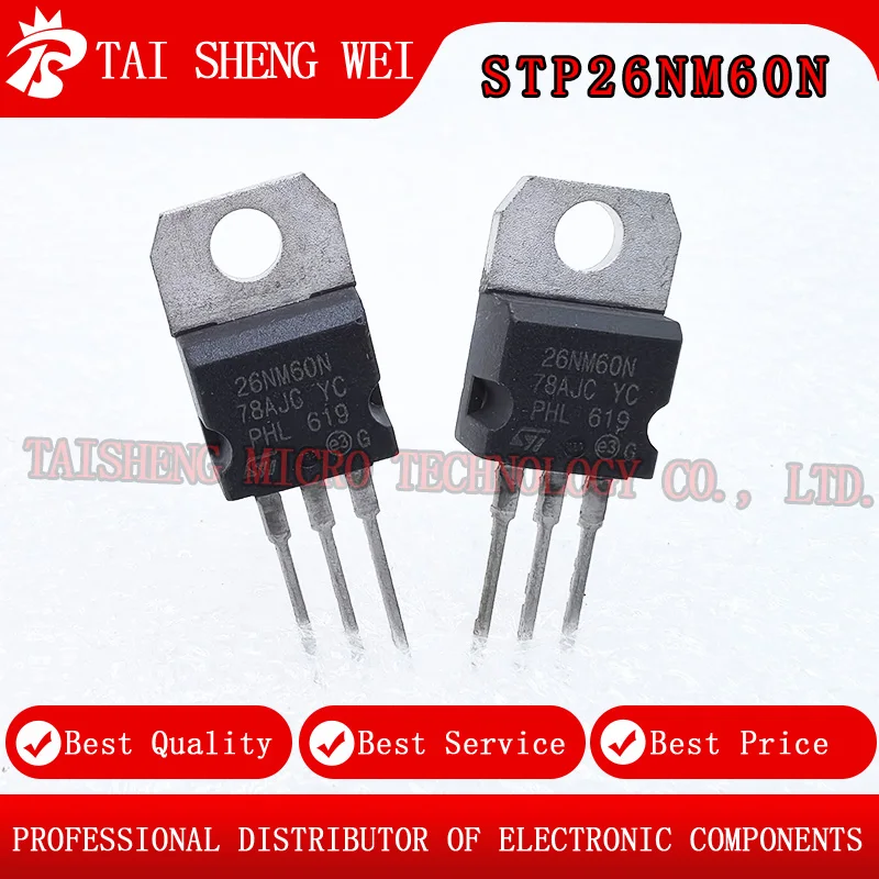 

5PCS Brand New P26NM60N STP26NM60N 26NM60N Package TO-220 MOSFET 600V 20A