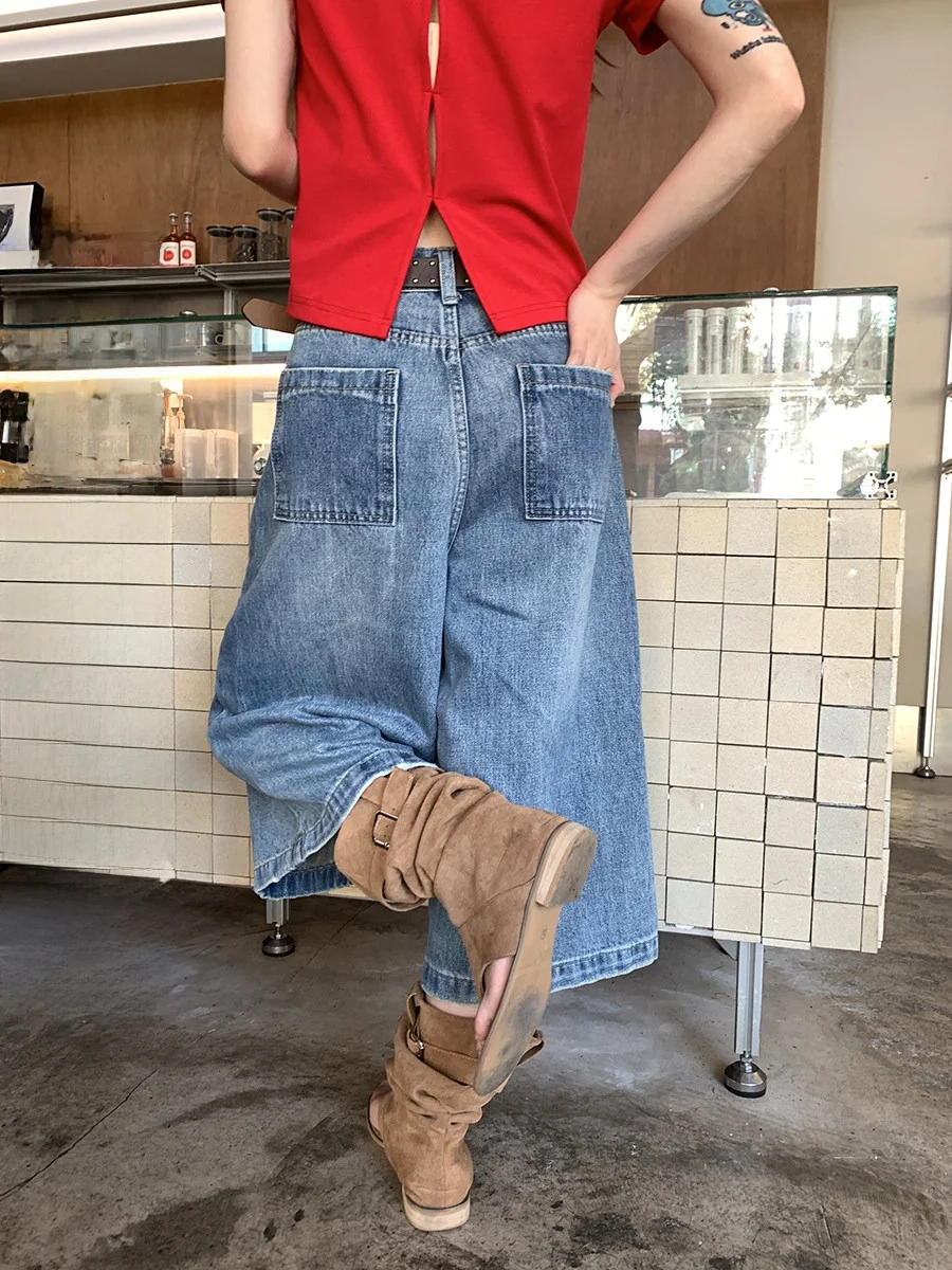 

Винтажные синие джинсы Sinbounboun с высокой талией и широкими штанинами, повседневные, стройнящие, с высокой посадкой, для женщин, зима-весна, деним