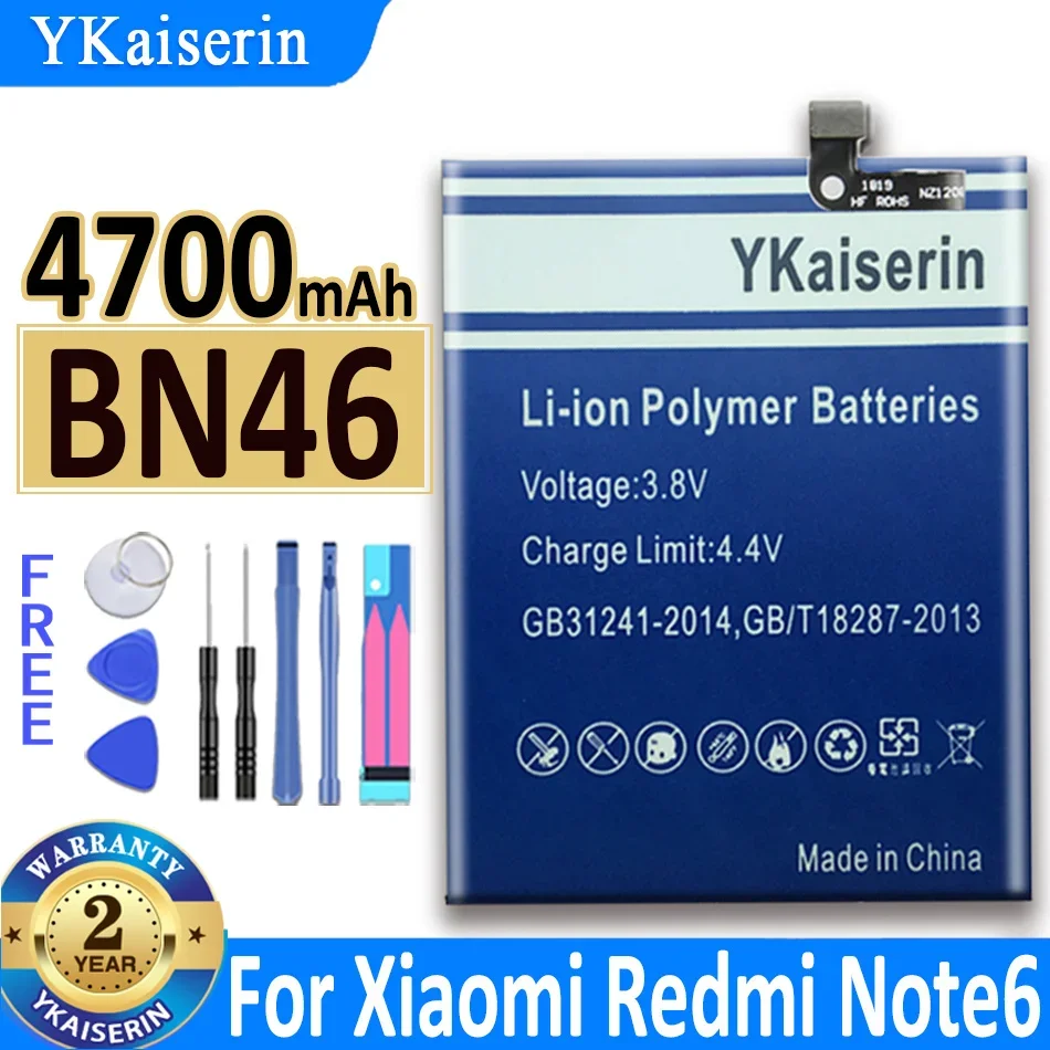 BN 45 46 YKaiserin Battery For Xiaomi Redmi Note 2 3 4 4X 5 5A 6 7 8 8T 6 GO K20 9T Pro MI 9TPro BP 41 40 Bateria + Track Code