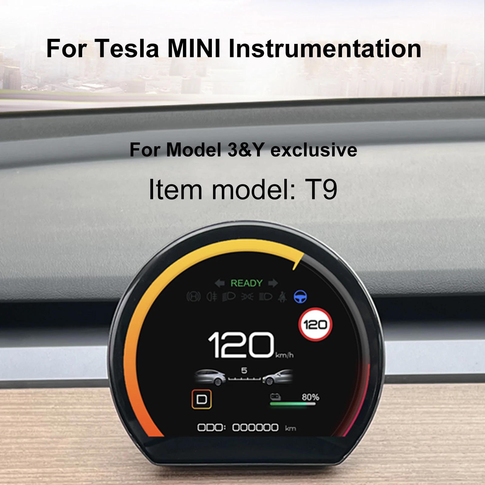 

HD 3.54 Inch Mini Car HUD For Tesla Model 3/Y Auto Meter Head Up Display Digital LCD Screen Dashboard Alarm Tesla Car Accessorie