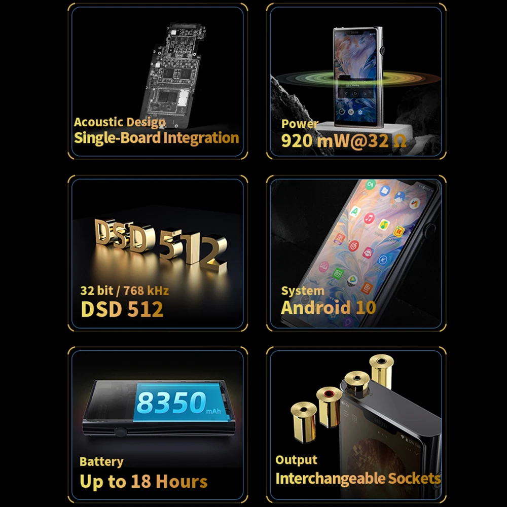 Shanling M9 Android reproductor de música portátil MP3 AMP Dual AKM AK4499EQ DAC Chips Bluetooth 5,0 LDAC DLNA/Airplay DSD512 MQA 16X