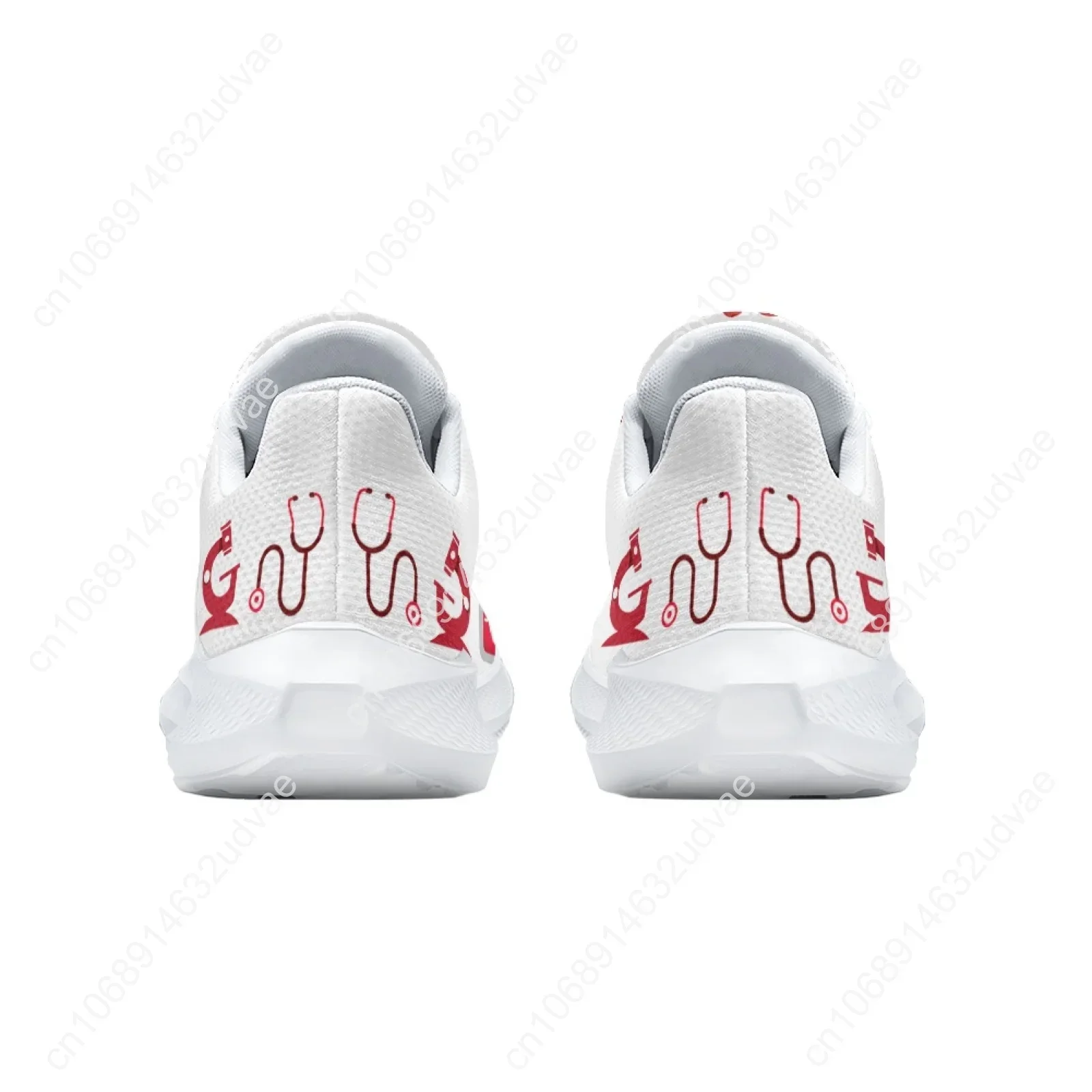 White Nursing Shoes For Women Cartoon Medical Doctor Running Shoes ECG Printed Comfortable Girls Fitness Sneakers