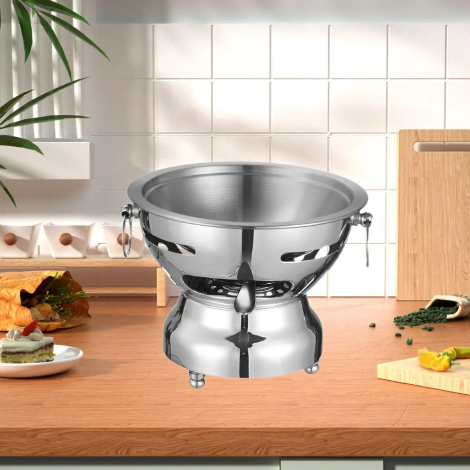Shabu Pot Hot Pots Stainless Steel Portable Stew Pot Practical Cookware Alcohol Hot Pot Chafing Dish for Home Picnic Parties