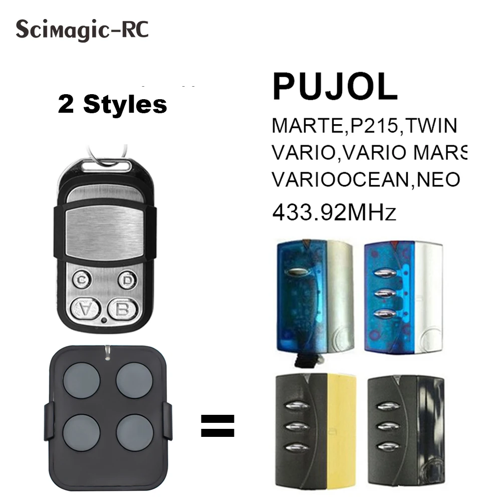 

Compatible With PUJOL VARIO MARS OCEAN MARTE P215 NEO TWIN 433.92MHz Garage Remote Control