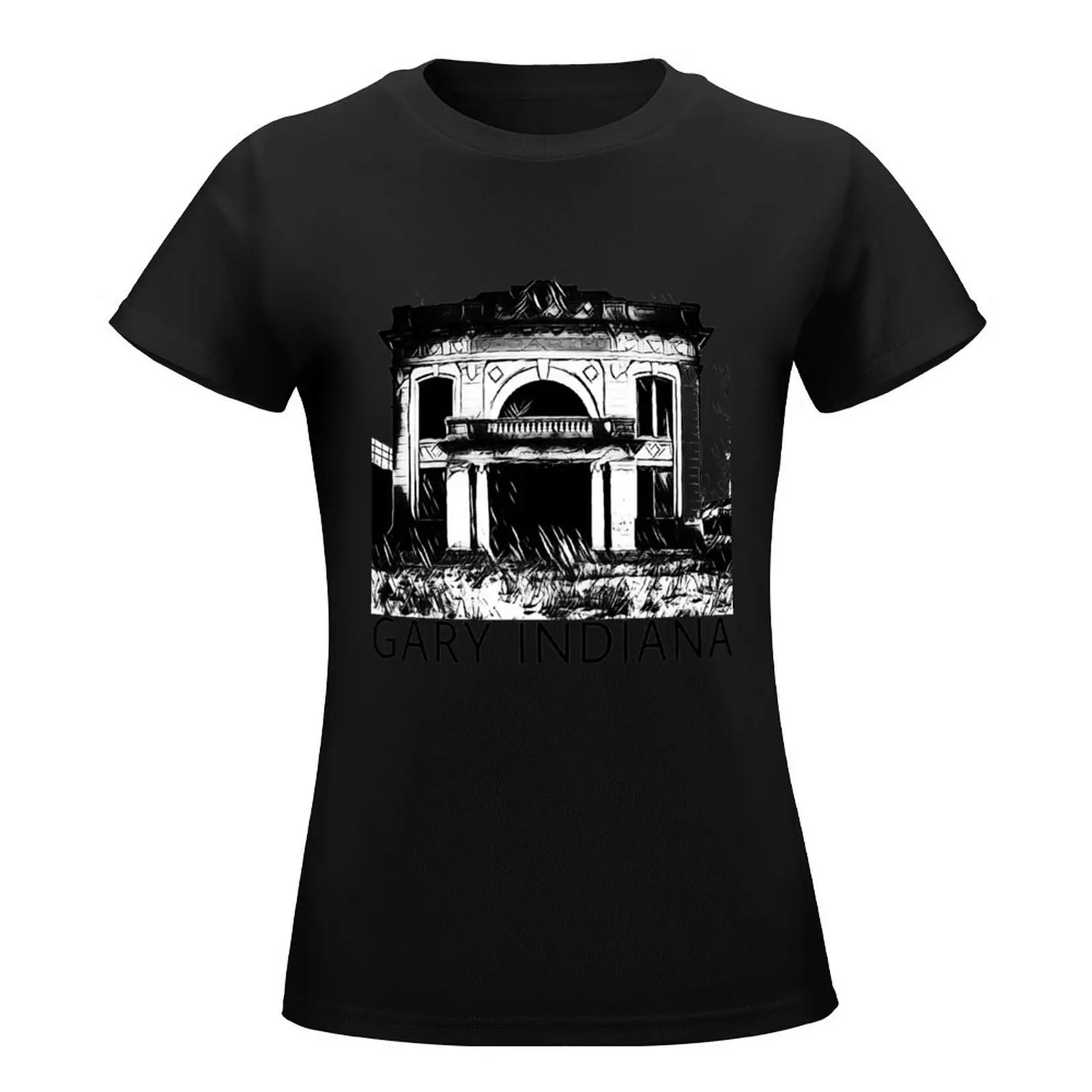 Gary Indiana Union Station BW T-Shirt vintage clothes lady clothes western t-shirt dress for Women