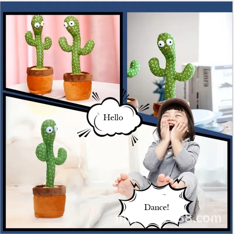 Funny Electric Cactus Interactive Puzzle Toys Swaying Dancing Glowing Repetitive Speech Imitating Sound Toy Children Gift