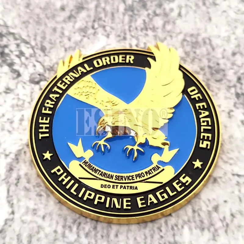 ملصق سيارة ثلاثي الأبعاد من The Fraternal Order Metal of Eagles النسر الفلبيني والكروم وسبائك الزنك