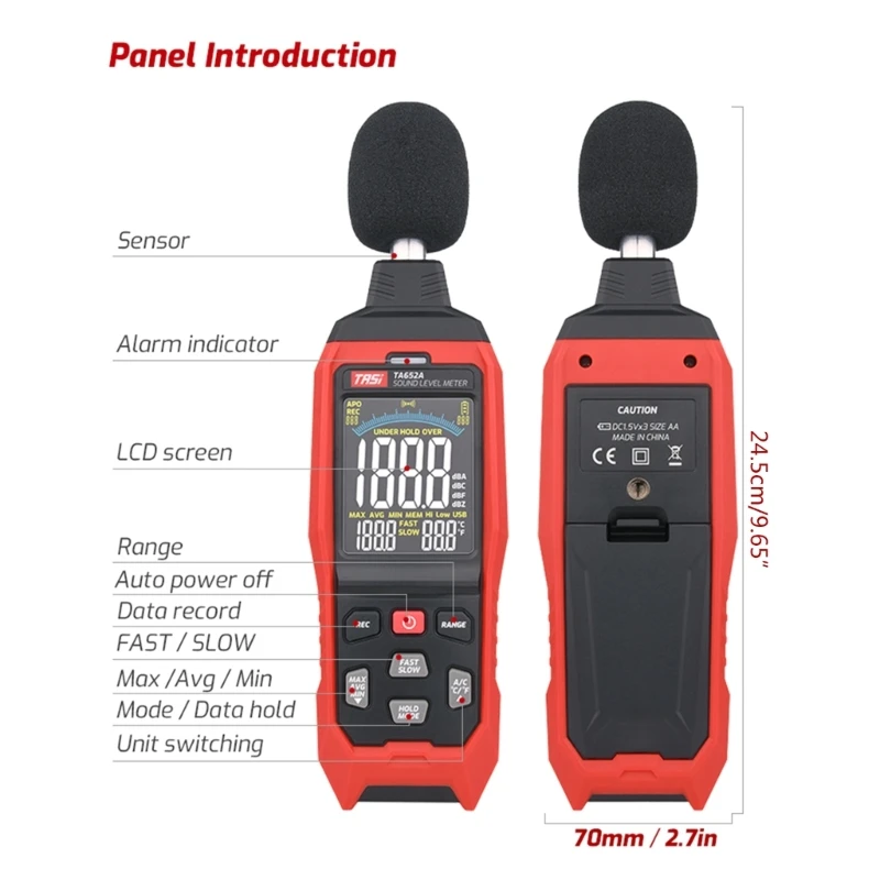 TA652B Misuratore rumore Tester livello sonoro industriale Monitoraggio in reale per Dropship domestico