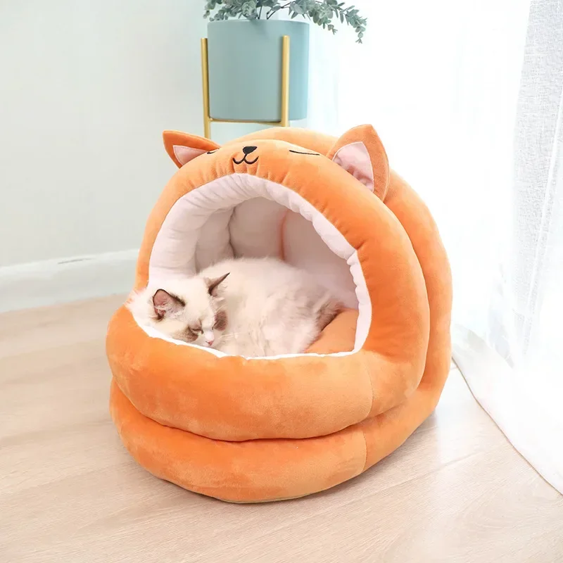 Small and Medium-sized Dog BedNew L-shaped Semi Open Pet Bed with Thickened Fur and A Shiba Inu Shaped Cat Bed,