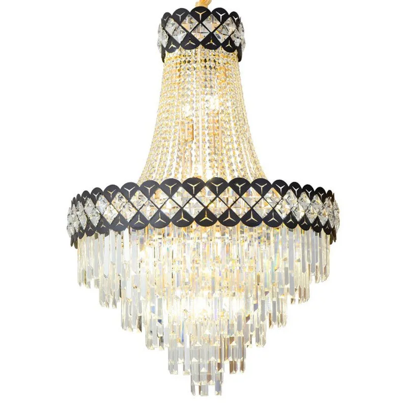 Villa building middle floor hollow chandelier engineering lamp light luxury crystal lamp