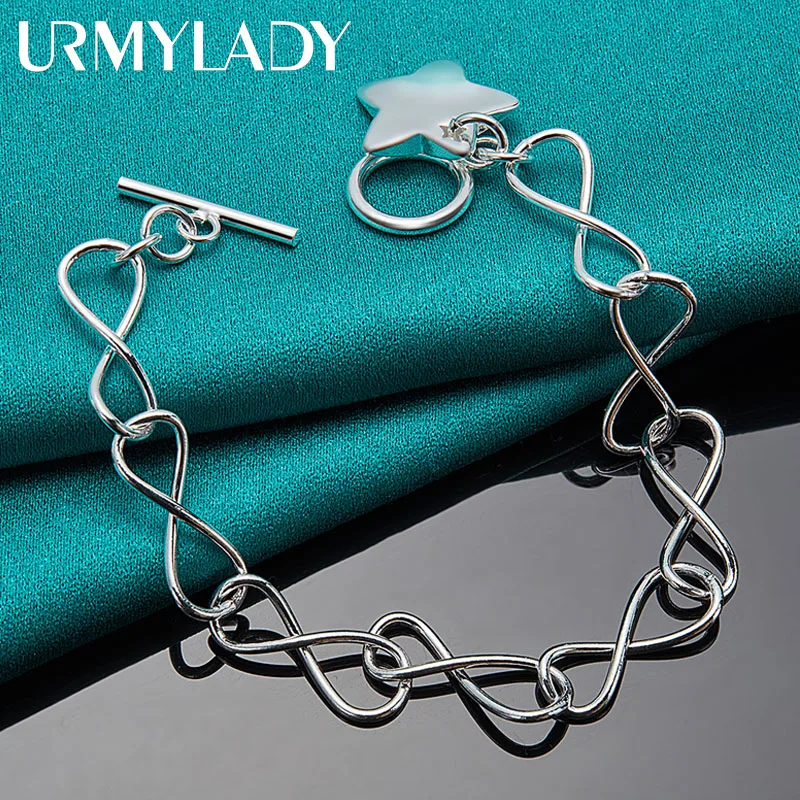 

URMYLADY 925 Sterling Silver Solid Star Pendant Bracelet For Women Wedding Party Fashion Charm Jewelry