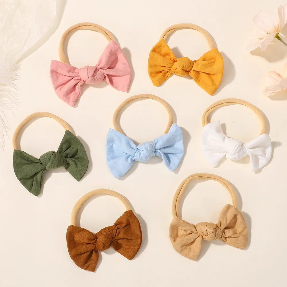 30 قطعة لون عشوائي الانحناء عقال لطفلة لطيف اليدوية محبوك Bowknot الأطفال العلاقات الشعر أغطية الرأس الطفل إكسسوارات الشعر