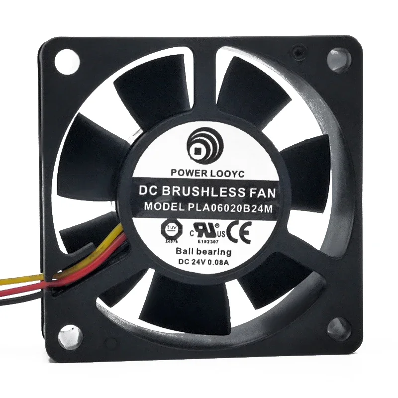 

60*60*20MM POWER LOOYC PLA06020B24M 6020 24V 0.08A Three-wire inverter cooling fan 6CM