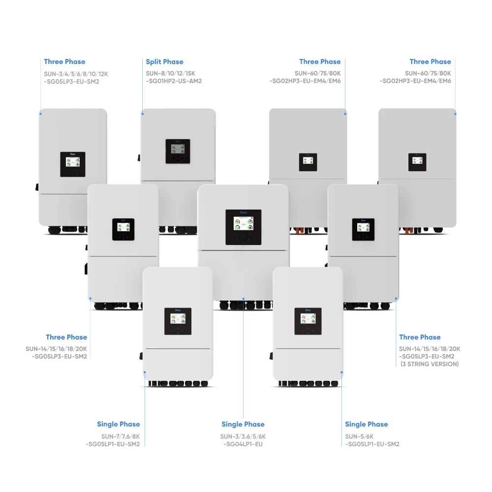 Sun-3/3.6/5/6K-Sg04Lp1-Eu Eu Warehouse Mppt Solar Hybrid Inverter 3Kw 3.6Kw 5Kw 6Kw Deye Solar Energy Inverter