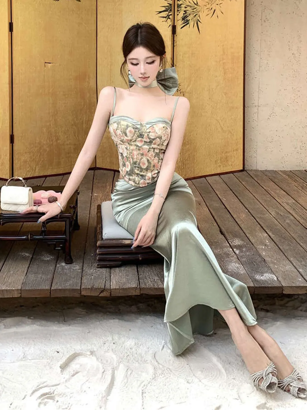 

Ele Sister Sle Semi-Formal Two-Piece Set with Strap Top And Bodycon Skirt for Summer Casual Ocns And Outfits