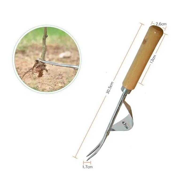 1Pc Hot Selling Practical Model Wooden Hand Weeder Removal Machine Steel Root Extractor Long Handle Garden Tool Weed Puller