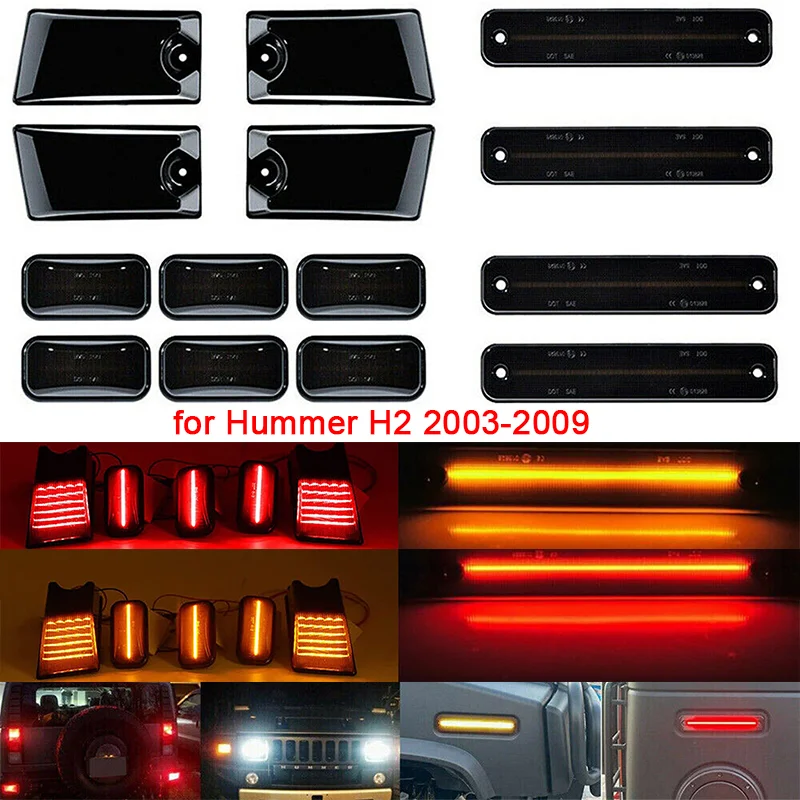 

Auto Parts 14 LED roof side sign light set Red amber LED Fender turn signal set for Hummer H2 2003-2009