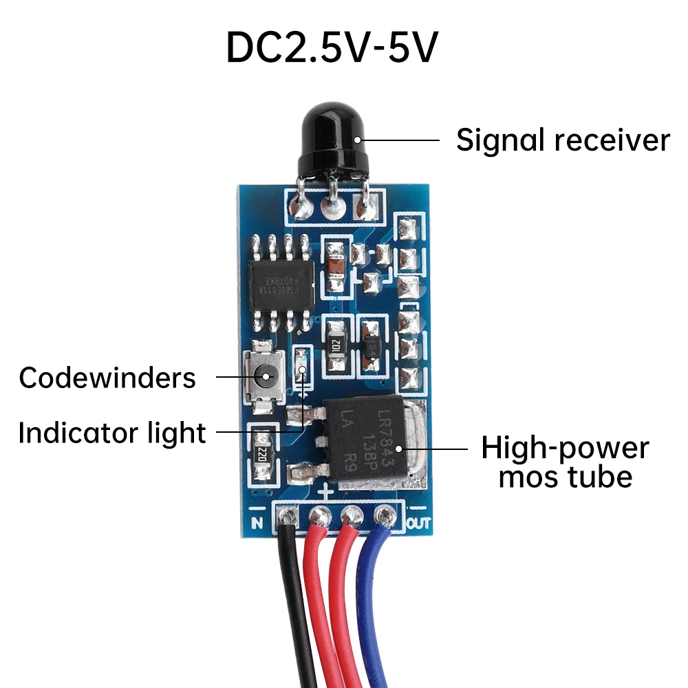 DC 2.5V-5V / DC 5V-24V Dual Key Switch Infrared Transmitter Wireless Remote Control Receiver Kit Remote Control Switch