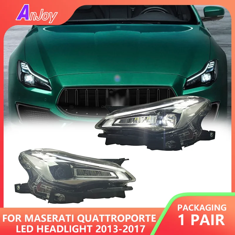 

For Maserati Quattroporte LED Headlight 2013-2017 Headlights DRL Turn Signal High Beam Angel Eye Projector Lens 2pcs