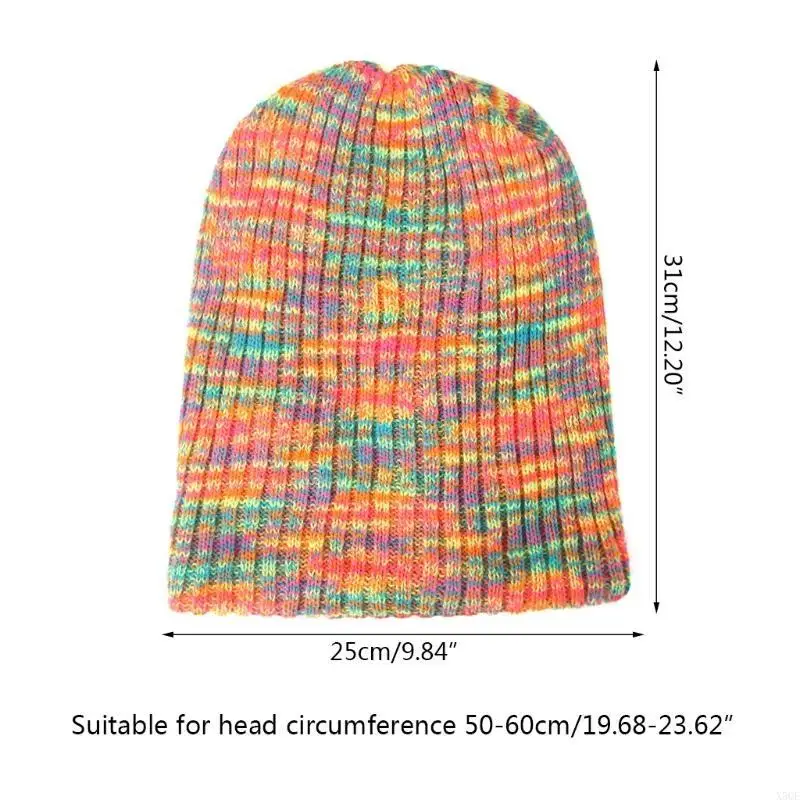 بالإضافة إلى قبعة مخملية محبوكة بألوان مختلطة قبعة صوفية مخططة للرياضة في الهواء الطلق #6