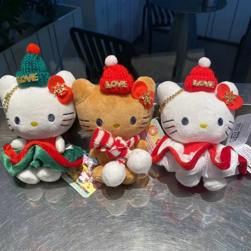 

10 см милый мультфильм Kawaii Рождественская шляпа Замена серии Hellokitty плюшевая кукла брелок сумка кулон игрушка в подарок