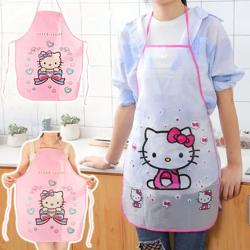 Модный водонепроницаемый и маслостойкий фартук Hello Kitty для кухни, для мужчин и женщин, для взрослых, тонкий, дышащий, для работы