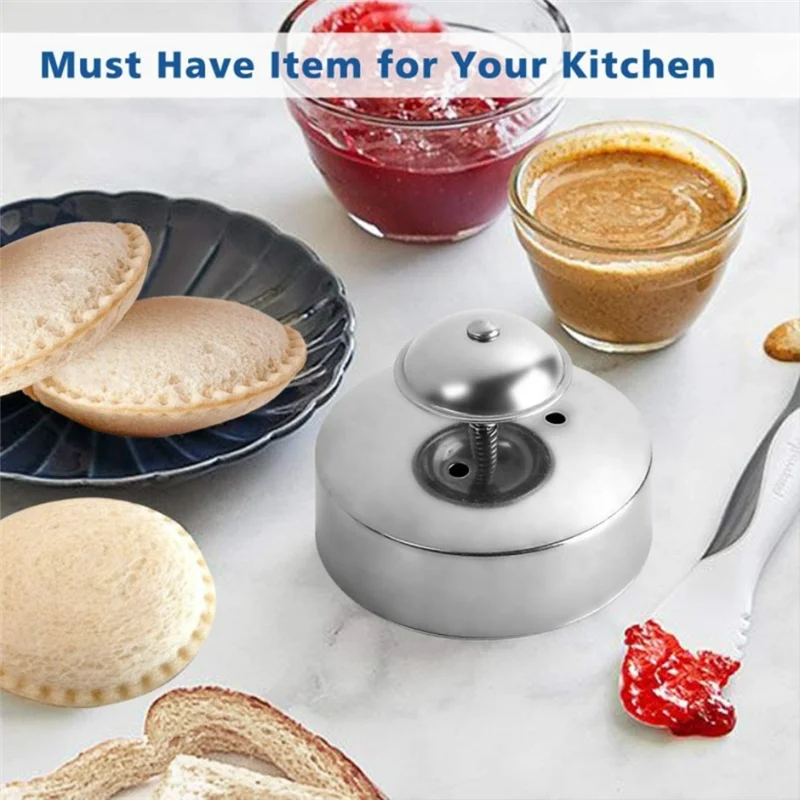 

-FDDT 4PCS Hamburger Pie Sealer Mold Bread Stainless Steel DIY Sandwich Cutter Baking Stainless Steel Cutting Sealing Mould