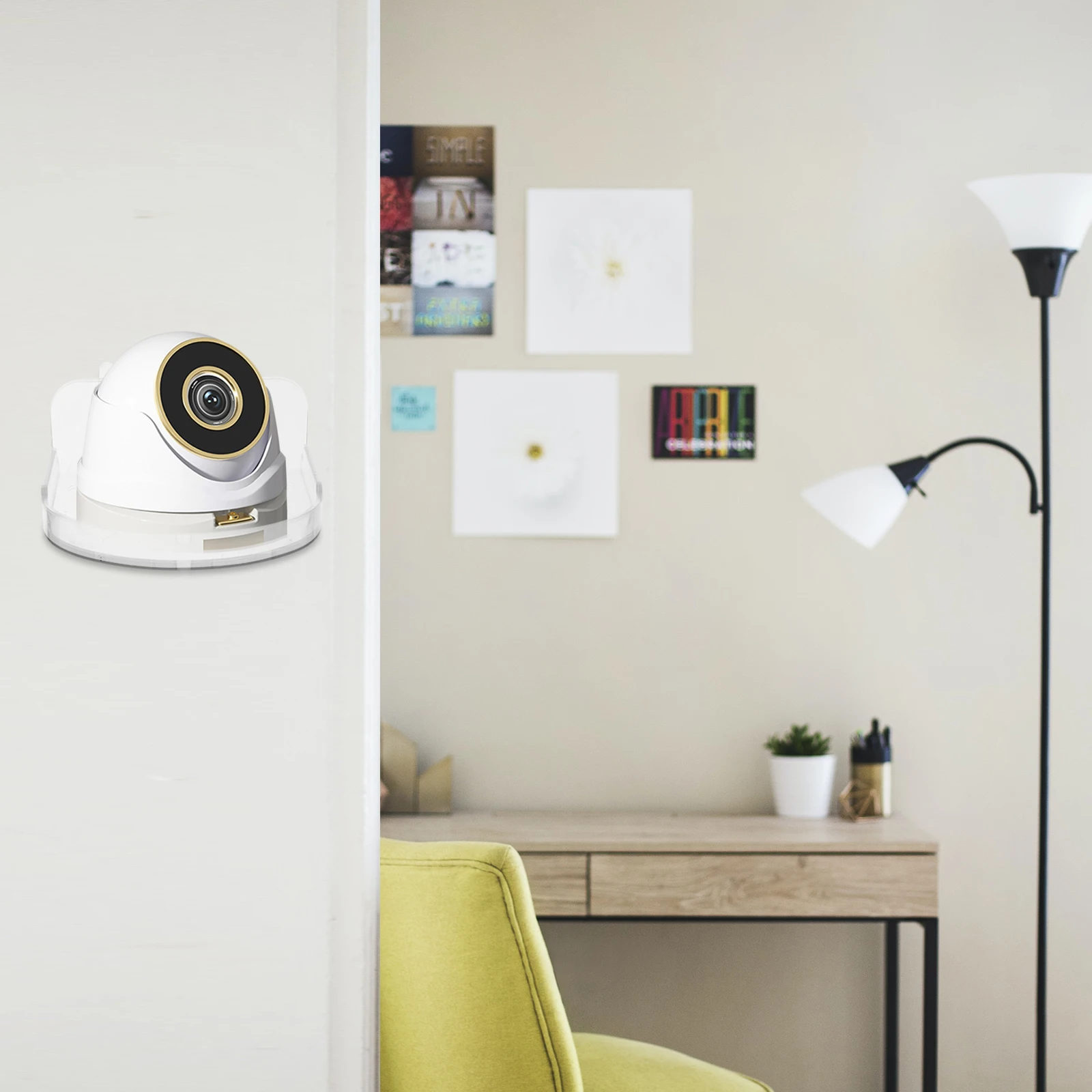

2pcs Wall Mount Adhesive Floating Camera Mount No Drill Monitor Stand Small Wall Shelf For Bedroom Bathroom Kitchen Speaker