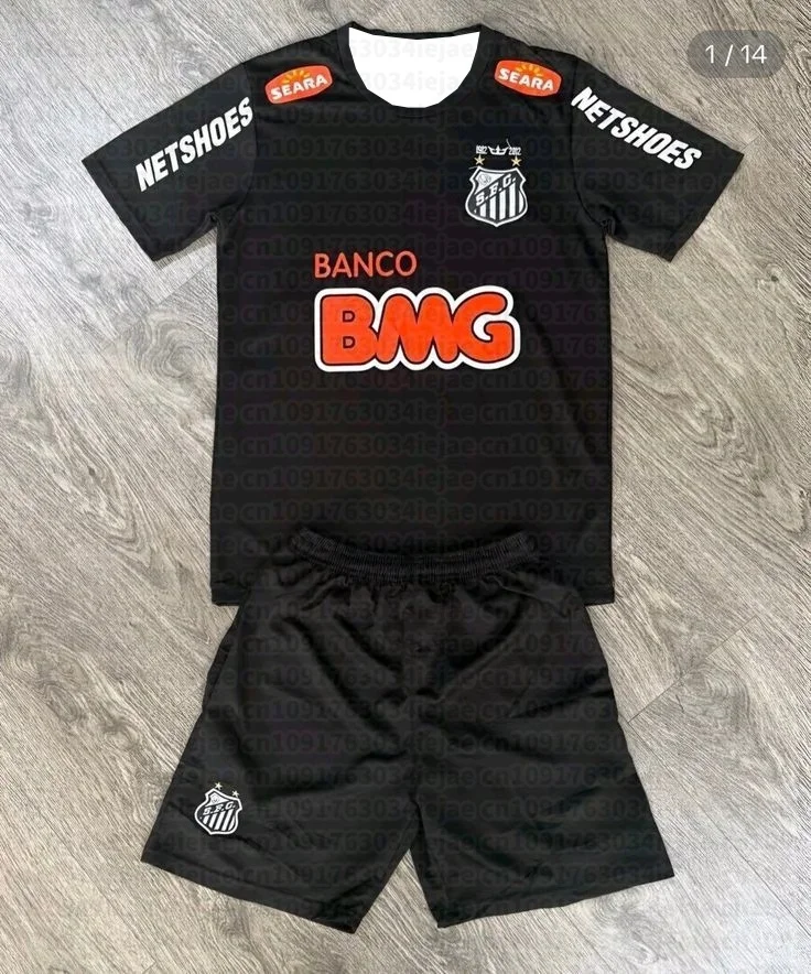 2026 Neues Herren- und Damen-Set für Kinder, 2-teilig, Streetwear Santos-Print Kurzarm-T-Shirt und Shorts, Sommer-Fußball-Trainingsanzug