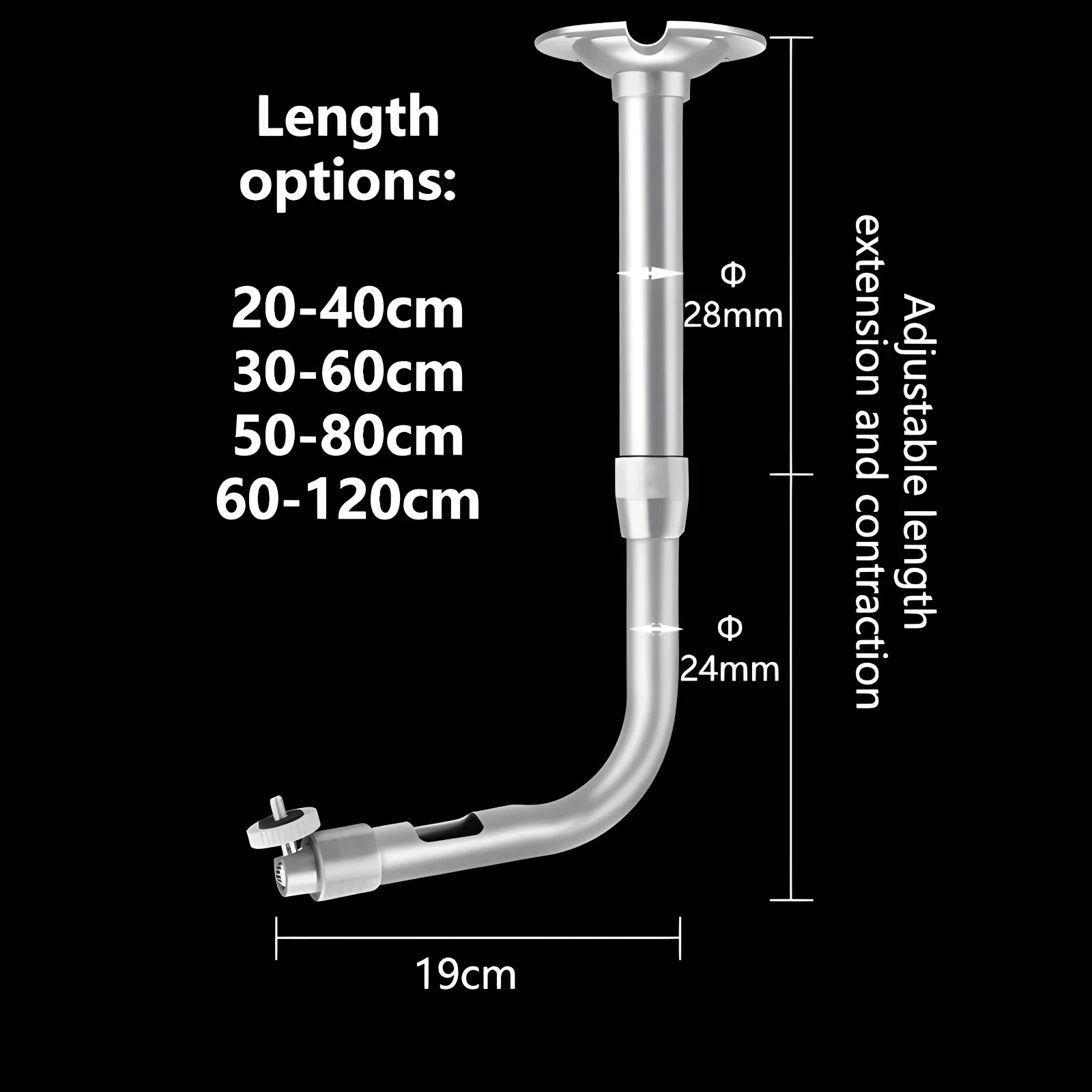 L-type Telescopic Pole Support Security Camera Wall Ceiling Mount Bracket 360 Degrees Adjustable Projector Stand Hanger Holder