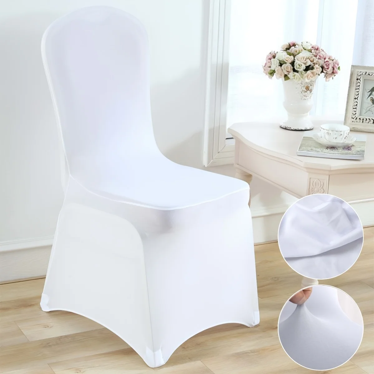 

us30/50/60/150pcs Elastic Chair Covers, Chair Covers Closeout, Black/ White Chair Covers for Dining Chairs And Partyd