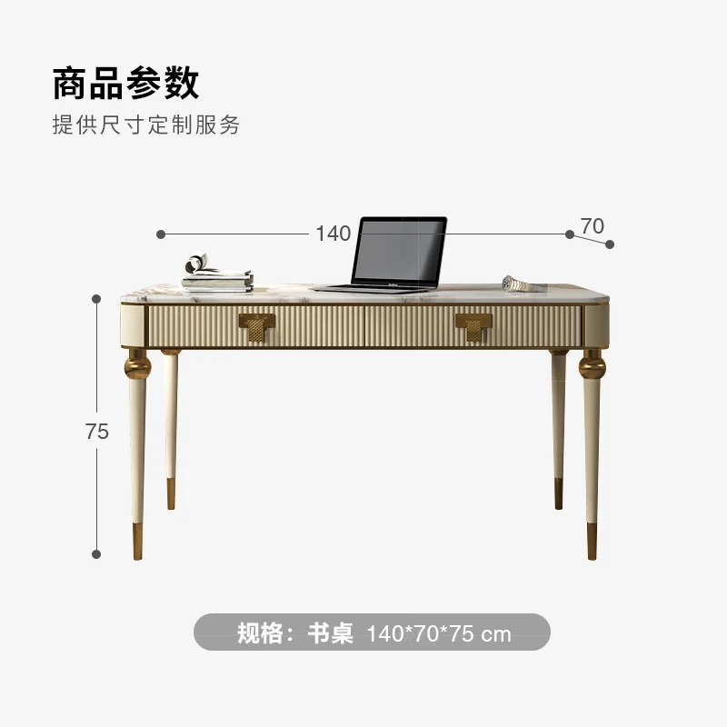 Scrivania da studio di lusso leggera, scrivania moderna di fascia alta per la casa in ardesia di marmo