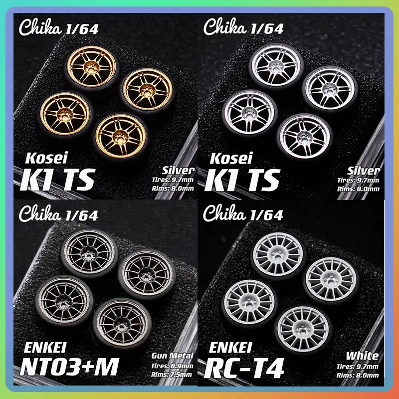 

Chika 1/64 Enkei RCT4/ NT03m/Kosei K1 TS Automobile Model Modified Wheel Hub 8.9/9.7mm Suitable for 1:64 Static Model Cars Resin