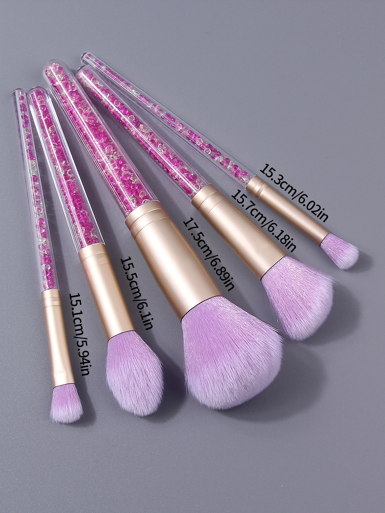 5PCS ダイヤモンドハンドルパウダーブラシ、ブラッシュブラシ、コンシーラーブラシ、アイシャドウブラシ、多目的メイクブラシセット、美容ツール