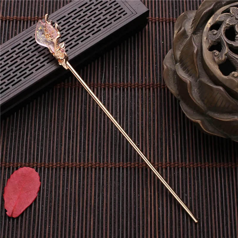 1PC Vintage Chinese Style Hanfu Hair Stick Women Metal Glaze Hair Fork Chopsticks Hairpin Jewelry Hair Clip Accessories F2121 2